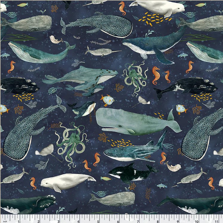 WINDHAM FABRICS "Deep Blue"- CREATURES - Imagen 2