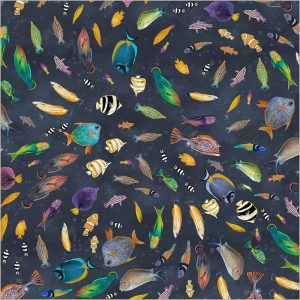 WINDHAM FABRICS "Deep Blue"- FISH