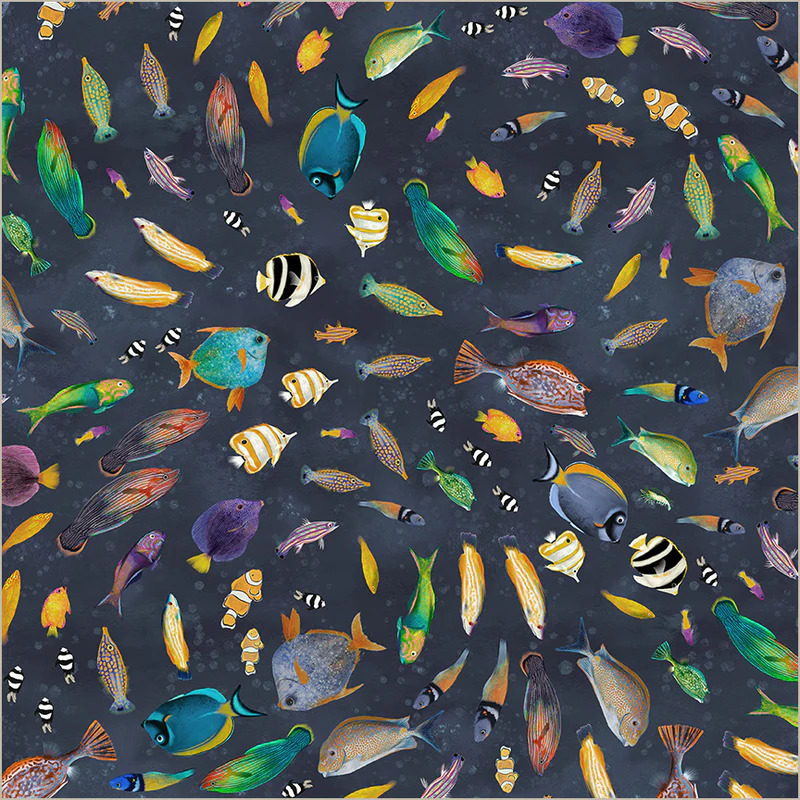 WINDHAM FABRICS "Deep Blue"- FISH