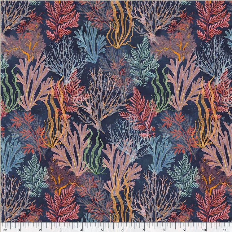 WINDHAM FABRICS "Deep Blue"- GARDEN REEF - Imagen 2