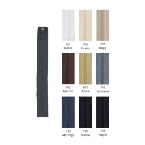 CREMALLERA INYECTADA MALLA 5 SEPARABLE 85, 90, 95, 100 cm. - Varios Colores