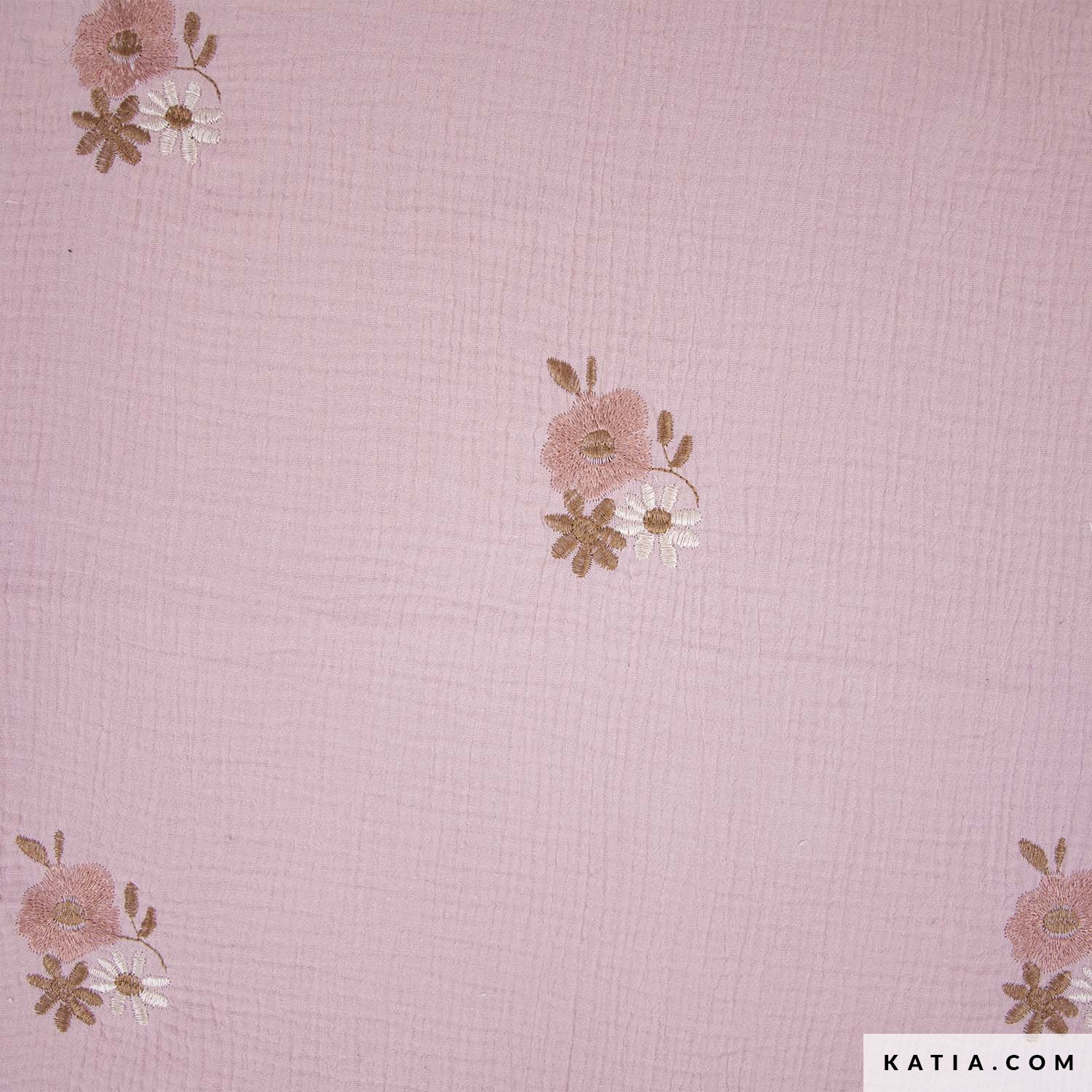 MUSELINA BORDADA MOTIVOS FLORALES - ROSA - Imagen 2