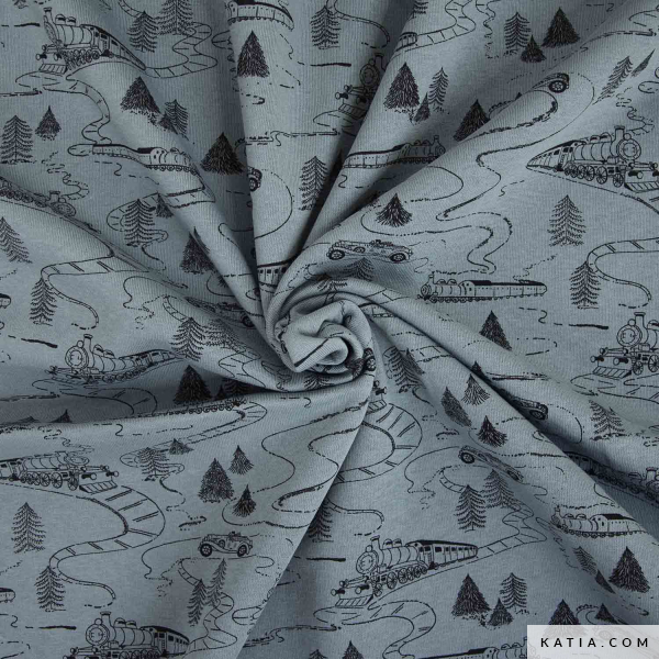 TELA SUDADERA AFELPADA ESTAMPADO TRENES