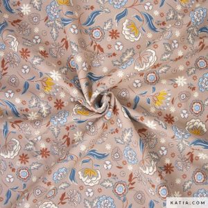 TELA SUDADERA AFELPADA ESTAMPADO FLORAL RETRO