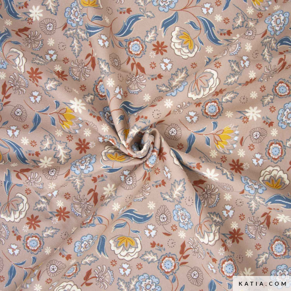 TELA SUDADERA AFELPADA ESTAMPADO FLORAL RETRO