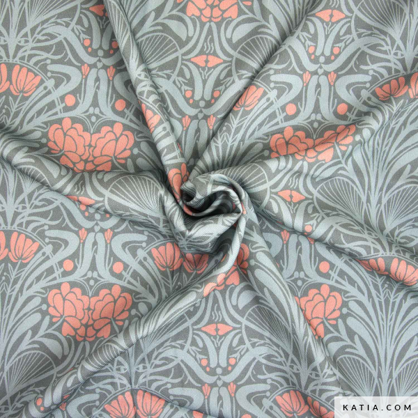VISCOSA DE INVIERNO ESTAMPADO ART NOUVEAU FLORAL - Imagen 2